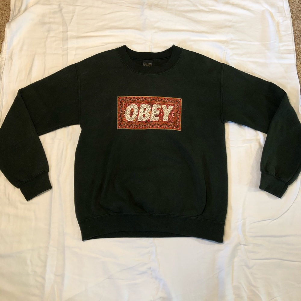 OBEY size small dark green crewneck sweatshirt